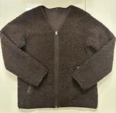 ユニクロ　ブラウン ボアフリース　Vネック　カーディガン　M ジャケット