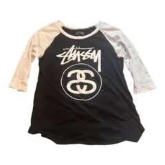 【人気】Stussy ステューシー ラグラン 七分袖 Tシャツ デカロゴ S