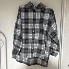 チェックシャツ 白黒 フリーサイズ