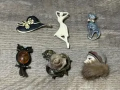 ヴィンテージブローチセット 6点セット レトロ コサージュ　アクセサリー