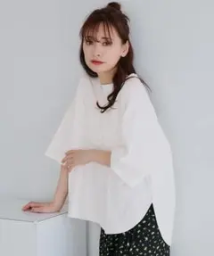 【coca】XL ビックシルエット5分袖テールカットカットソー レディースのサムネイル