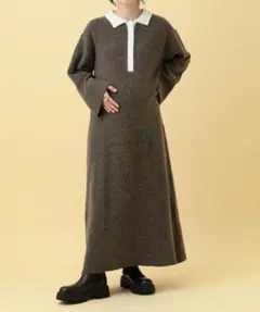 ※土曜日まで※【未使用に近い】　配色ポロニットワンピース　LEPSIM