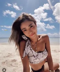 美品　ALEXIA STAM ワンショルダー　水着　パイソン柄　ビキニ　Sサイズ