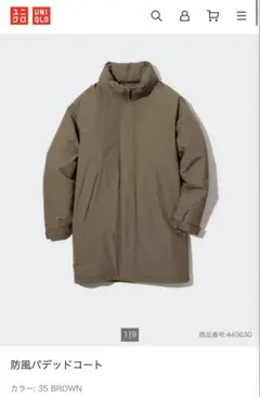 ユニクロ 防風パデッドコート
