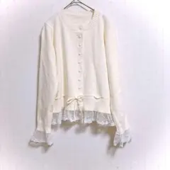 GRL ニットカーディガン アイボリー レース フリル 美品 通勤服 春 入学式