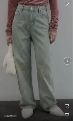 美品 ラインストーン デニムパンツ