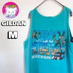 usa古着 GILDAN タンクトップ M ミントグリーン サーフ系 リゾートのサムネイル
