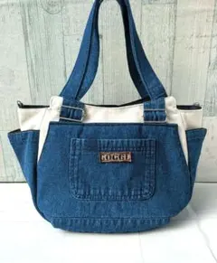 デニムリメイク　＊まるいトートバッグ＊　オーバーオール