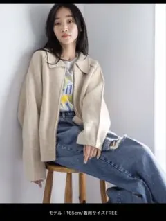 【新品タグ付】LOWRYS FARM エリＺＩＰニットブルゾン