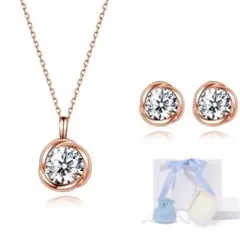 [Free bird] ネックレス レディース ピアス セット バラのキッス