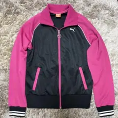 Y2K PUMA トラックジャケット ピンクブラック ロゴ レディースM 00s
