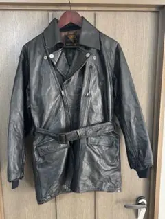 コミネ　レザーライダースロング丈ジャケット　ハーフコート