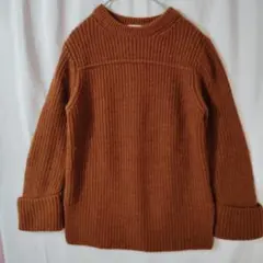 MILA OWEN ブラウンリブ編み長袖ニットセーター