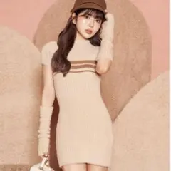 Darich  アームカバーフェザーニットミニワンピース