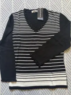 NEWYORKER ストライプ Vネックセーター M