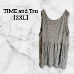 一点限り✨TIME and Tru 【2XL】グレー ノースリーブ チュニック