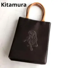 キタムラ 本革 犬エンボス トートバッグ ブラウンのサムネイル