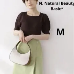 エヌ ナチュラルビューティーベーシック 変形リブ パフニット ブラウン スクエア