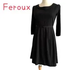 フェルゥ　ドットワンピース　ブラックフォーマル　オケージョン等　七分袖