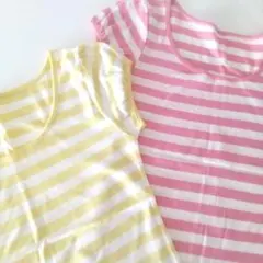 半袖 フレンチパフスリーブ Tシャツ ボーダー 2枚セット 未使用のサムネイル