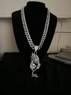 【LA直輸入証明書付】マイアミキューバンネックレス　アバランチ　合掌　マリア