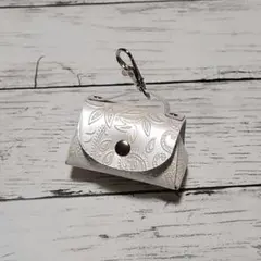 ナスカン付ミニミニバッグ　ハンドメイド　レザークラフト　No.1188