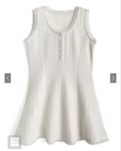 GRL ツイードノースリーブフレアミニワンピース Lサイズ