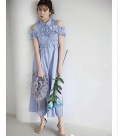 dazzlin ギャザービスチェSETシャツワンピース