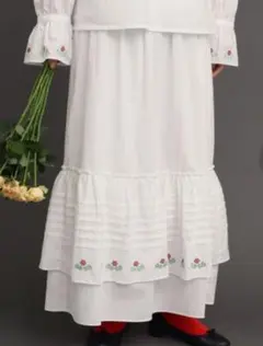プープレ*ホーリー刺繍スカート*コットン*美品*ウエストゴム