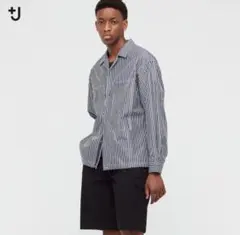 UNIQLO+J スーピマコットンオーバーサイズシャツブルゾン 長袖・ストライプ