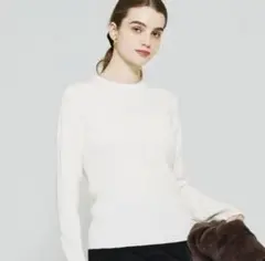 【美品】coca ウォッシャブル 極上ニットクルーネック アイボリー　Lサイズ