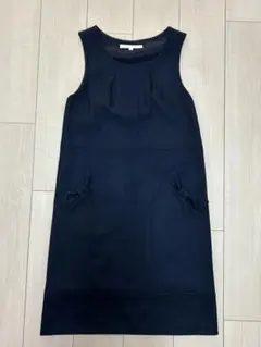 NATURAL BEAUTYネイビー ノースリーブワンピース 毛100%秋冬