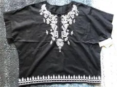 新品 StyleNote 麻 刺繍カフタン ブラウス 黒のサムネイル