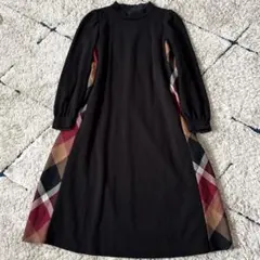 【美品✨】ブルーレーベルクレストブリッジ　サイドチェック　ワンピース　ロング　S