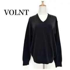 メンズ シンプルVネック 長袖ニットセーター プルオーバー チャコールグレー M