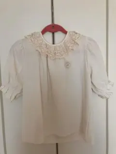 【美品】しまむら青木美沙子さんコラボ　クリーム レース付きブラウスM