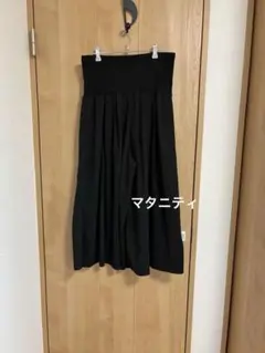 マタニティ　ガウチョパンツ　パンツ　ズボン　ブラック　Ｌ
