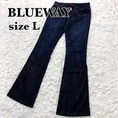 etboite　BLUEWAY　ブルーウェイ　フレアデニムパンツ　Lサイズ　濃紺のサムネイル