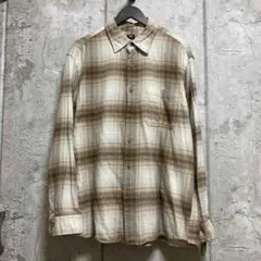 【XL】UNIQLO フランネルチェックシャツ ブラウン ホワイト