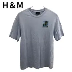H&M エイチアンドエム メンズ Tシャツ 半袖 ライトグレー ブルー系