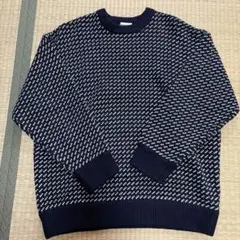 MACOBER ネイビー ニットセーター　バーズアイ