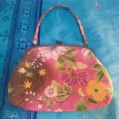 【美品】花柄がま口　レトロ　ハンドバッグ