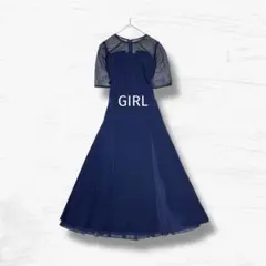 GIRL オケージョンドレス ビスチェ風アシメトリデザイン ロング丈 プリーツ