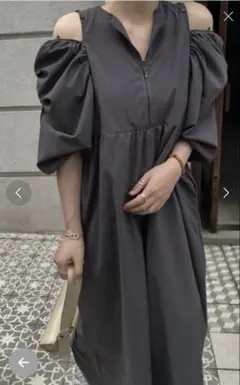 アメノチハレ 大人気パワーショルダーワンピース ブラック - メルカリ