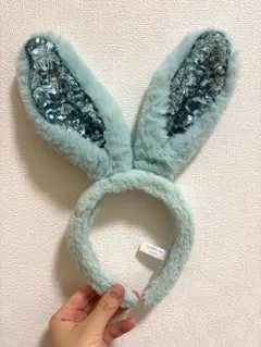 ディズニーイースター　ウサギ耳カチューシャ ミントグリーン　スパンコール付き