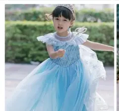 水色フリルドレス 雪の結晶付き　エルサ　ディズニー