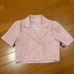 pace lunga ピンクツイードトップス（半袖ジャケット）