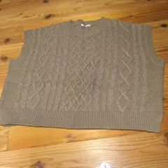 GLACIER ケーブルニットベスト M カーキ