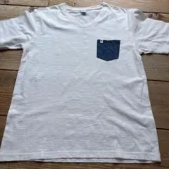 EDWIN Vネック ポケットTシャツ ホワイト Lサイズのサムネイル