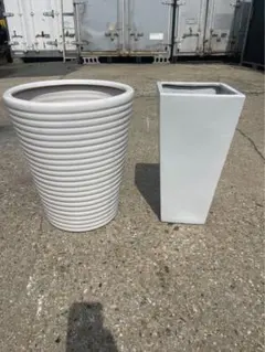 大型 植木鉢 2個セット ホワイト 10号相当 鉢カバー 陶器風 観葉植物 白のサムネイル
